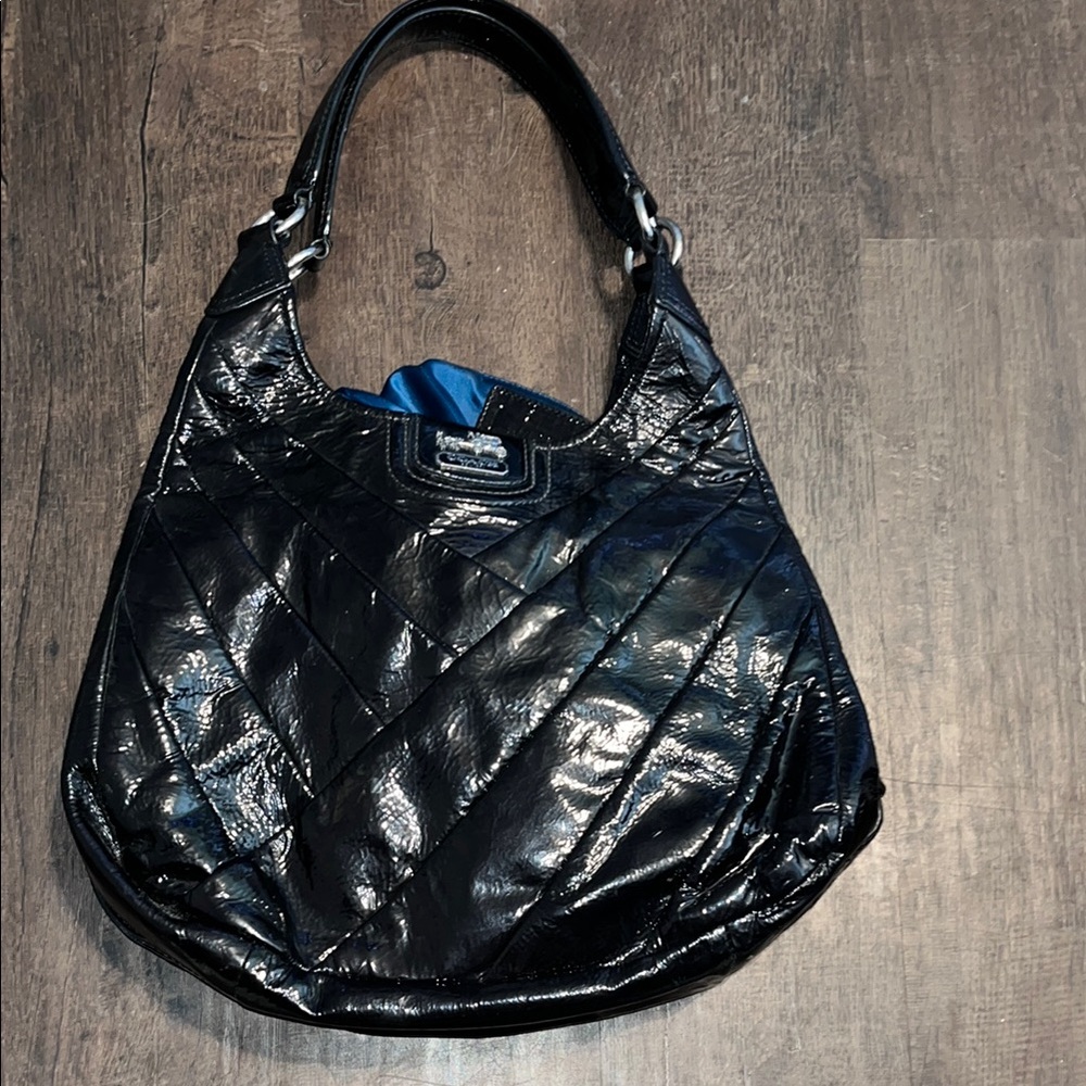 Coach Maggie Madison Black Diagonal Pleated Hobo